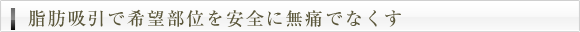 脂肪吸引で希望部位を安全に無痛でなくす