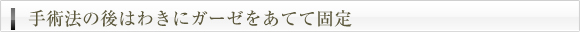 手術法の後はわきにガーゼをあてて固定