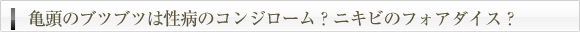 亀頭のブツブツは性病のコンジローム？ニキビのフォアダイス？